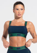Top Fitness Feminino Com Bojo E Alças De Elástico Activity Dlk Azul Marinho