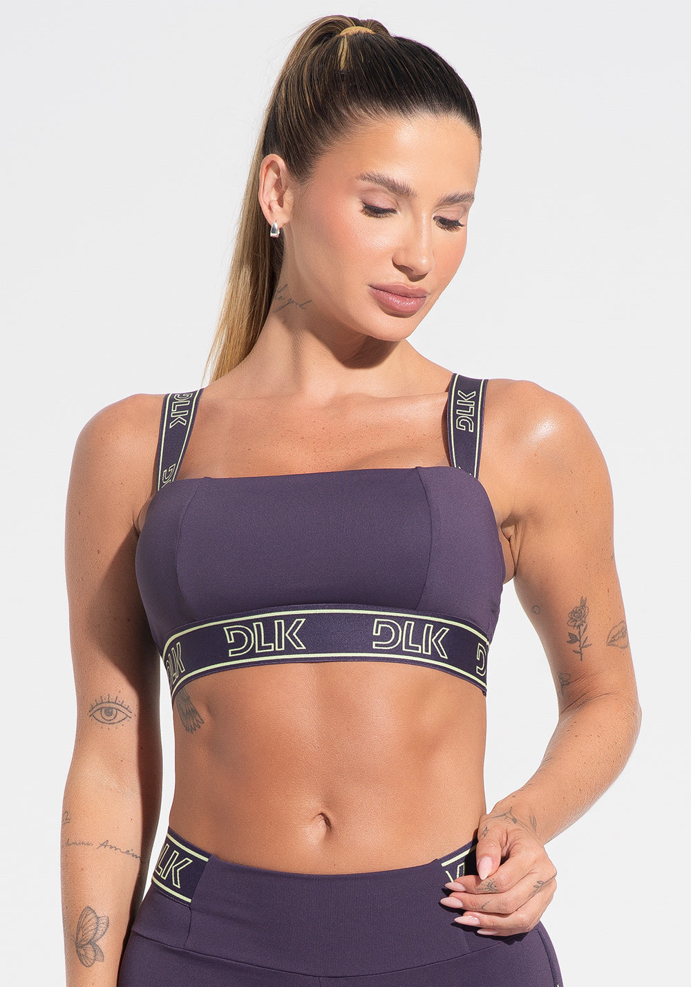 Top Fitness Feminino Com Bojo E Alças De Elástico Activity Dlk Roxo
