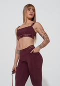 Legging Fitness Feminina Com Bolsos E Elástico No Cós Activity Dlk Vinho