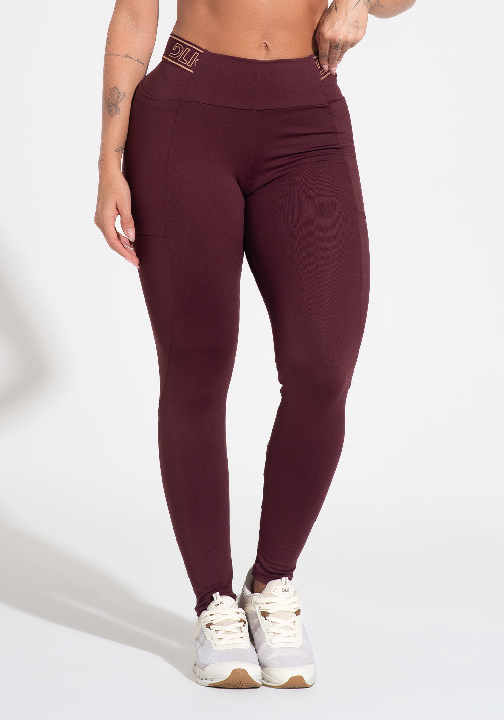 Legging Fitness Feminina Com Bolsos E Elástico No Cós Activity Dlk Vinho