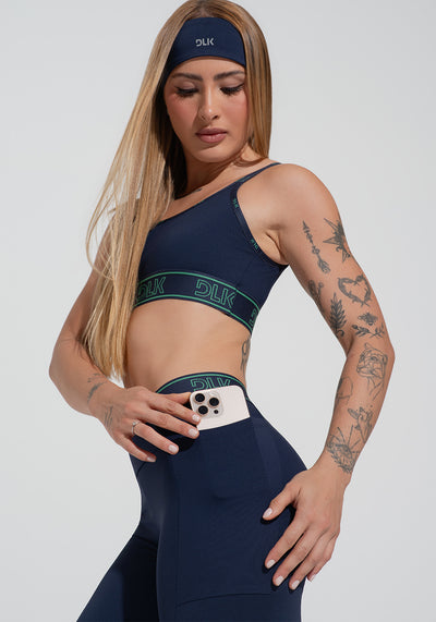 Legging Fitness Feminina Com Bolsos E Elástico No Cós Activity Dlk Azul Marinho