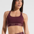 Top Fitness Feminino Com Bojo E Alças De Elástico Com Tule Nas Costas Activity Dlk Vinho