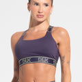 Top Fitness Feminino Com Bojo E Alças De Elástico Com Tule Nas Costas Activity Dlk Roxo