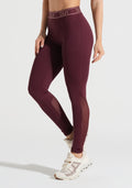 Legging Fitness Feminina Com Elástico No Cós E Detalhe Em Tule Activity Dlk Vinho