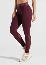 Legging Fitness Feminina Com Elástico No Cós E Detalhe Em Tule Activity Dlk Vinho