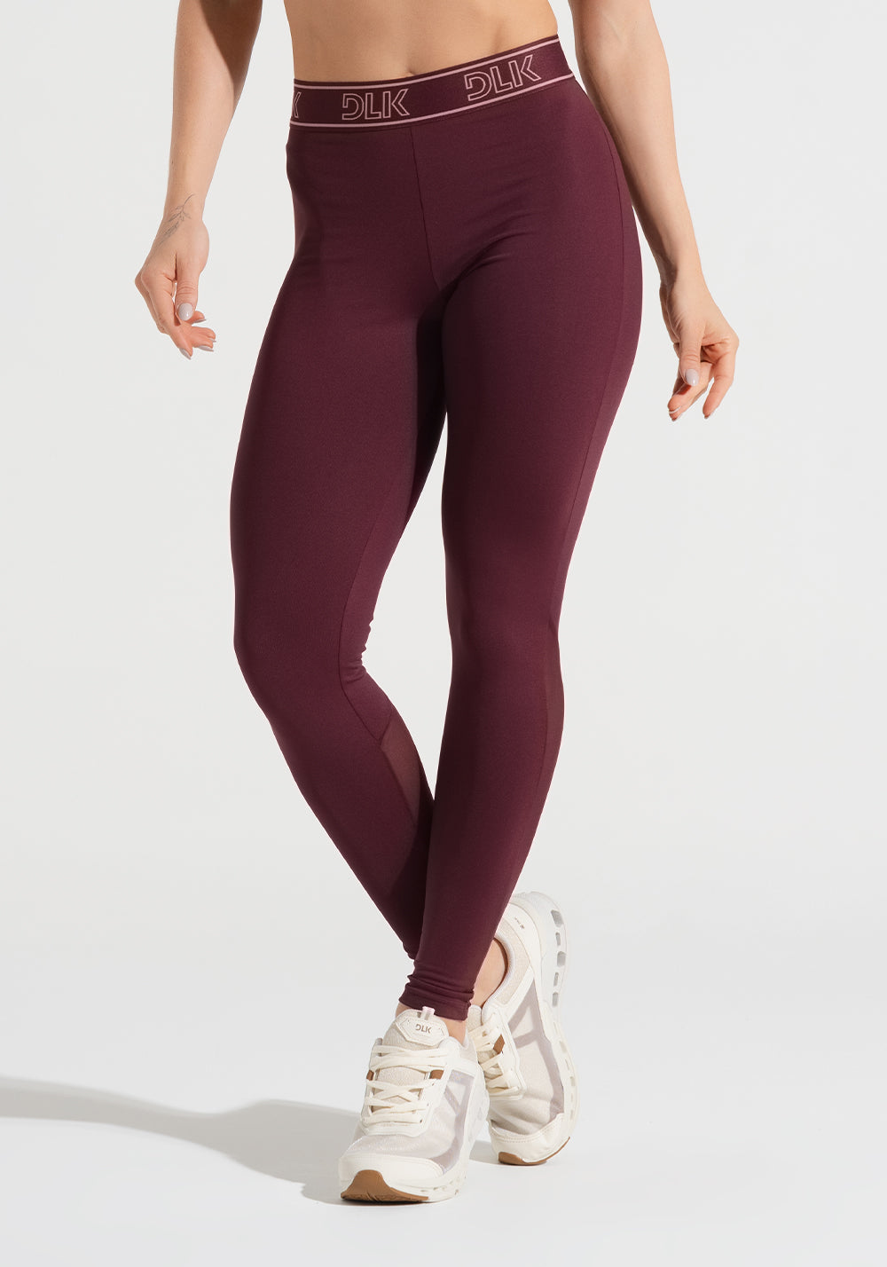 Legging Fitness Feminina Com Elástico No Cós E Detalhe Em Tule Activity Dlk Vinho