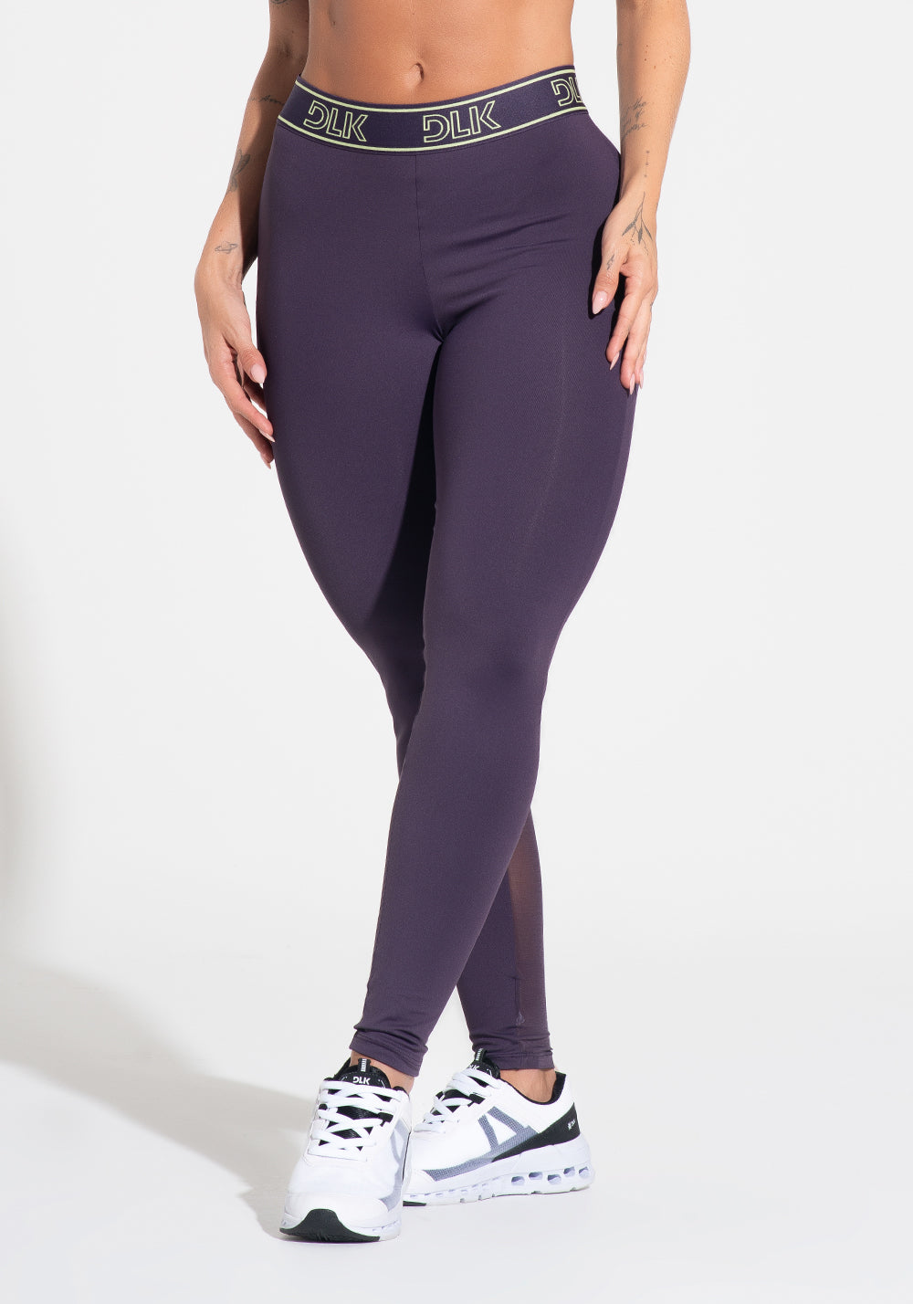 Legging Fitness Feminina Com Elástico No Cós E Detalhe Em Tule Activity Dlk Roxo