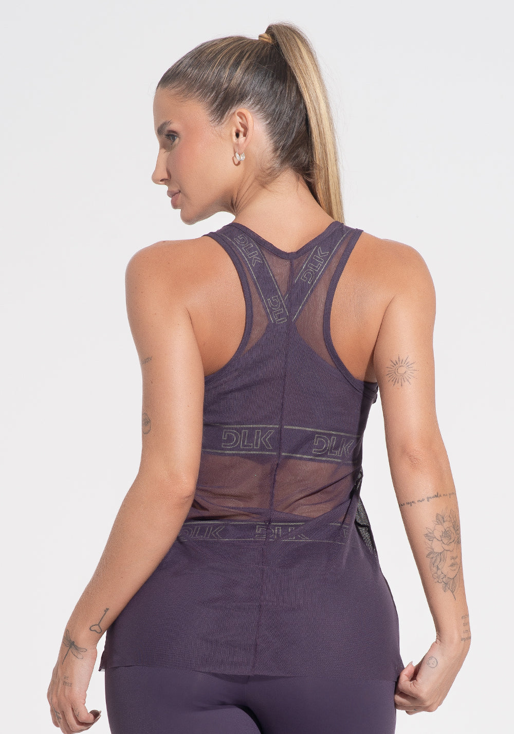 Camiseta Fitness Feminina De Tule Activity Dlk Roxo