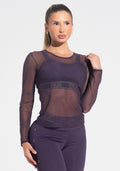 Blusa Feminina De Tule Com Manga Longa Activity Dlk Roxo