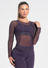 Blusa Feminina De Tule Com Manga Longa Activity Dlk Roxo