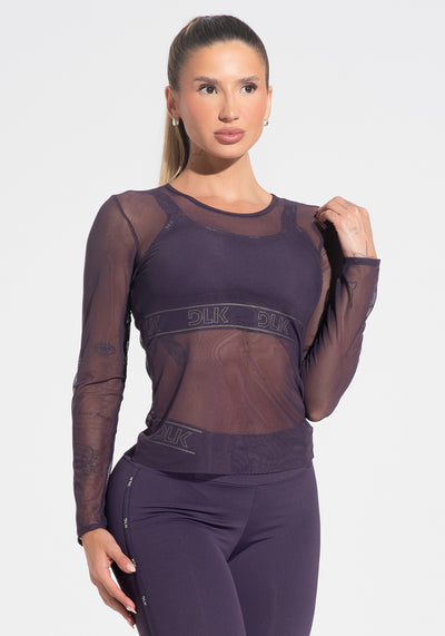 Blusa Feminina De Tule Com Manga Longa Activity Dlk Roxo