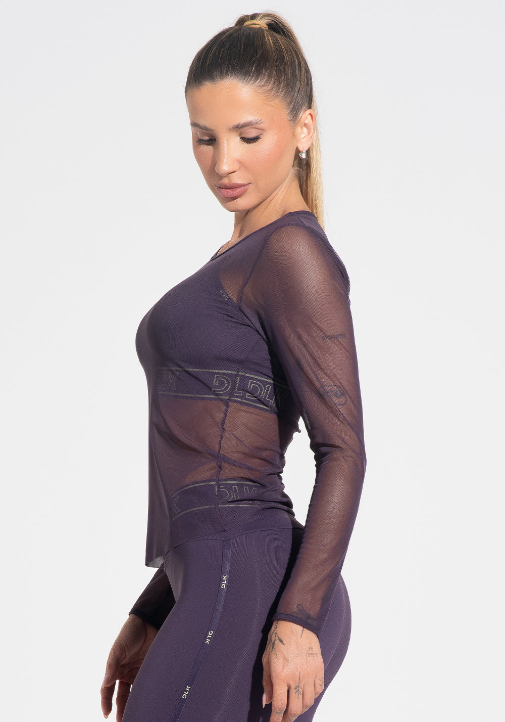 Blusa Feminina De Tule Com Manga Longa Activity Dlk Roxo