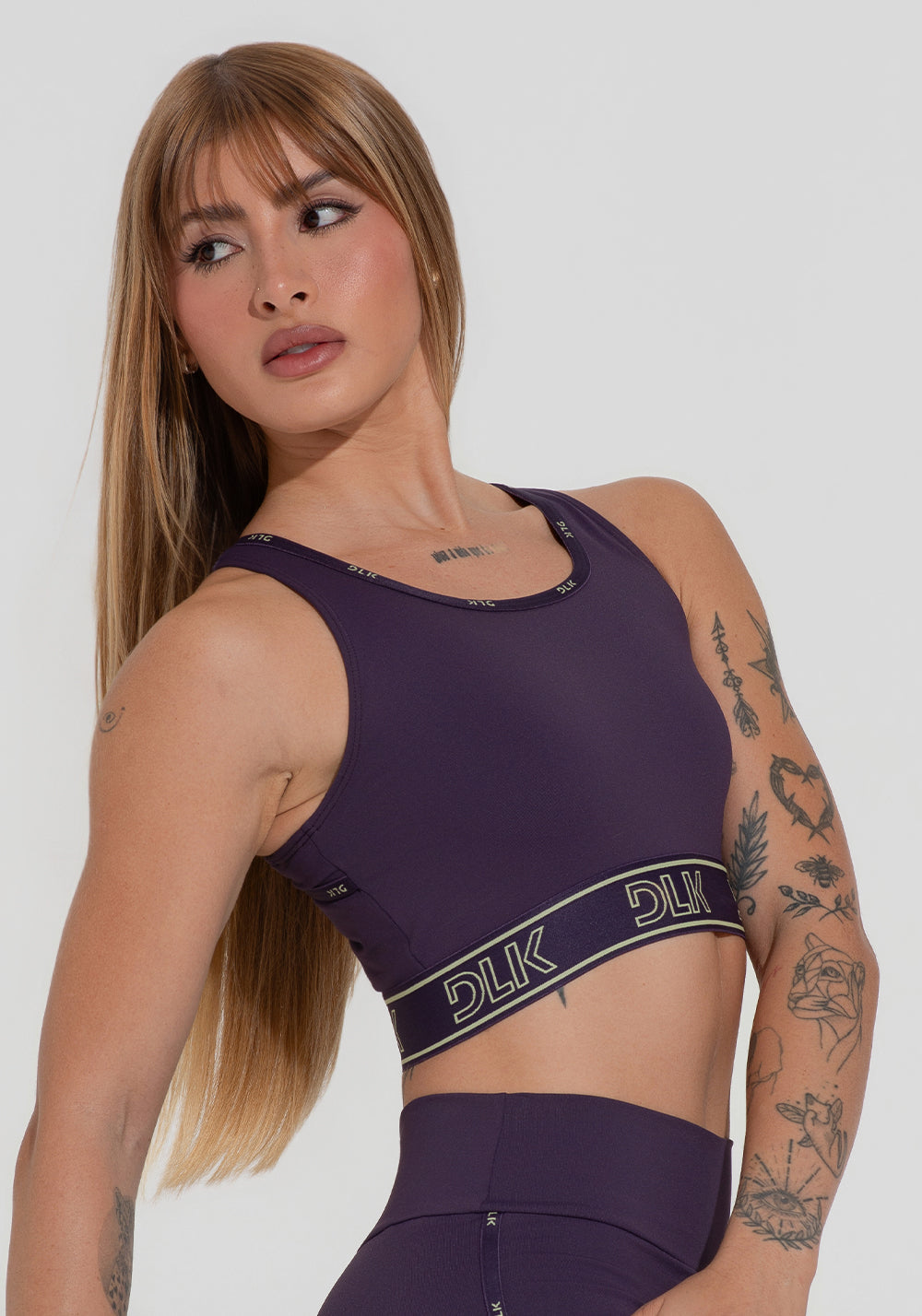 Top Fitness Feminino Com Bojo E Costas Vazadas Com Elástico Activity Dlk Roxo