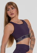 Top Fitness Feminino Com Bojo E Costas Vazadas Com Elástico Activity Dlk Roxo