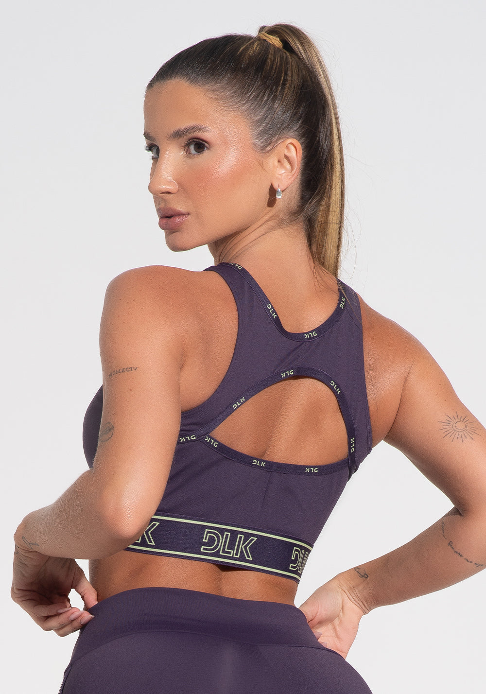 Top Fitness Feminino Com Bojo E Costas Vazadas Com Elástico Activity Dlk Roxo