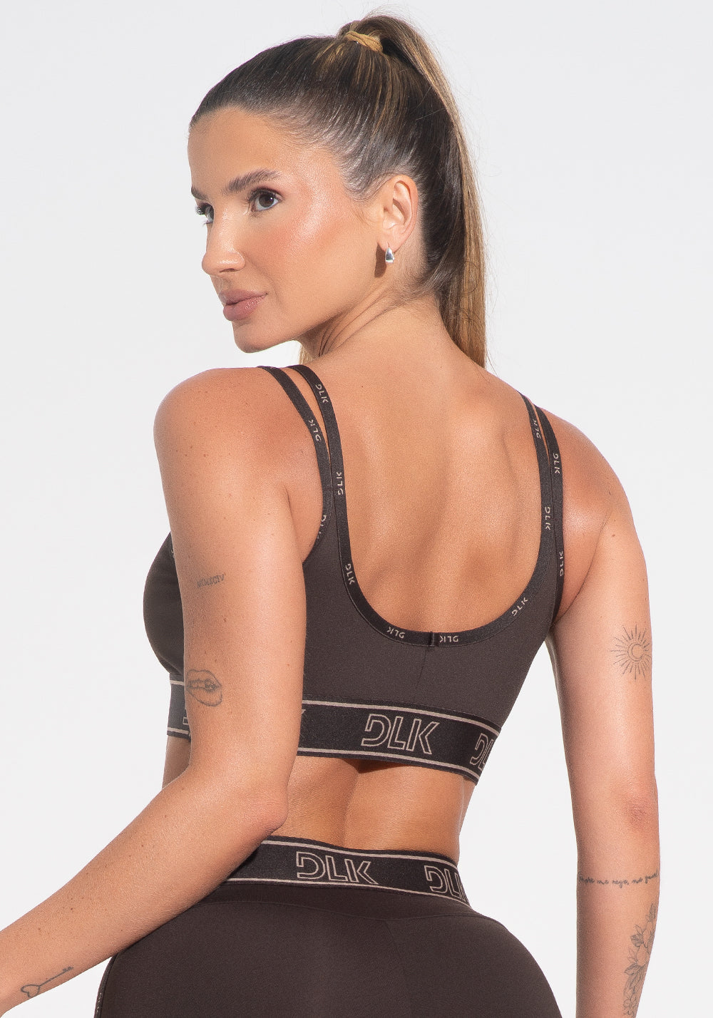 Top Fitness Feminino Com Bojo E Alças Duplas De Elástico Activity Dlk Marrom Café