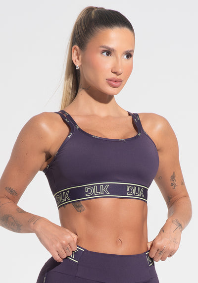 Top Fitness Feminino Com Bojo E Alças Duplas De Elástico Activity Dlk Roxo