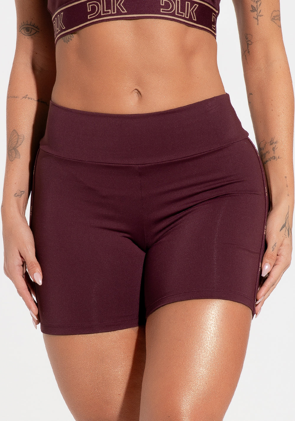 Bermuda Fitness Feminina Com Elástico Estreito Lateral Activity Dlk Vinho