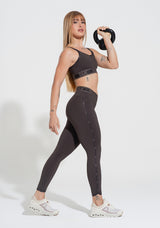 Legging Fitness Feminina Com Elástico No Cós E Na Lateral Activity Dlk Marrom Café
