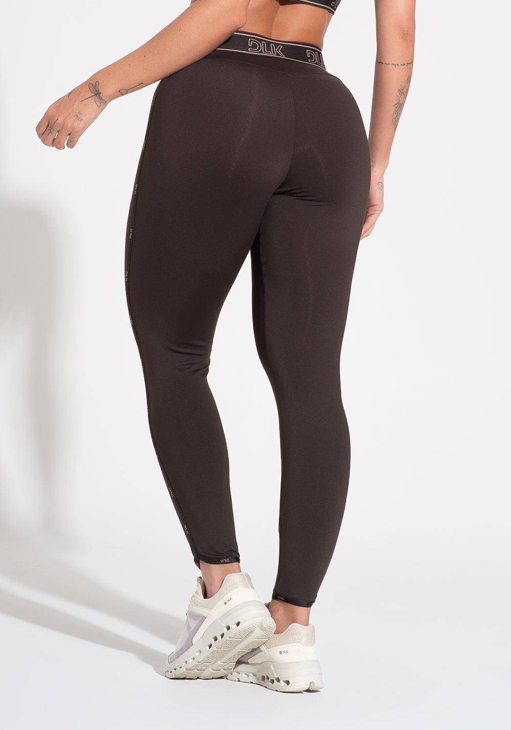 Legging Fitness Feminina Com Elástico No Cós E Na Lateral Activity Dlk Marrom Café