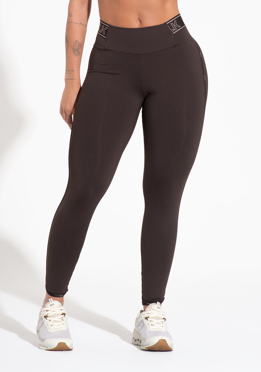 Legging Fitness Feminina Com Elástico No Cós E Na Lateral Activity Dlk Marrom Café