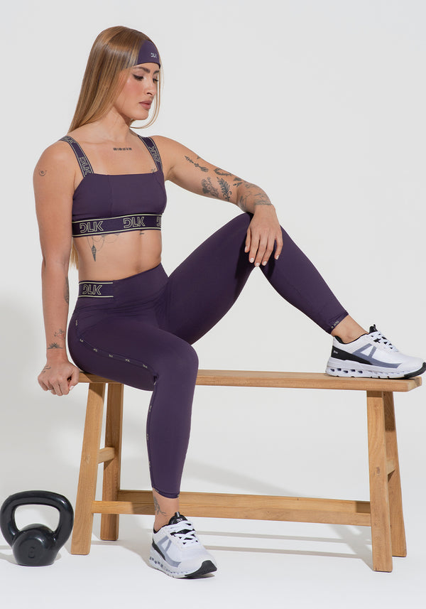Legging Fitness Feminina Com Elástico No Cós E Na Lateral Activity Dlk Roxo