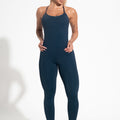 Macacão Fitness Feminino Com Alças Cruzadas De Elástico Activity Dlk Azul Marinho