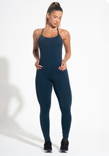Macacão Fitness Feminino Com Alças Cruzadas De Elástico Activity Dlk Azul Marinho