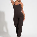 Macacão Fitness Feminino Com Alças Cruzadas De Elástico Activity Dlk Marrom Café