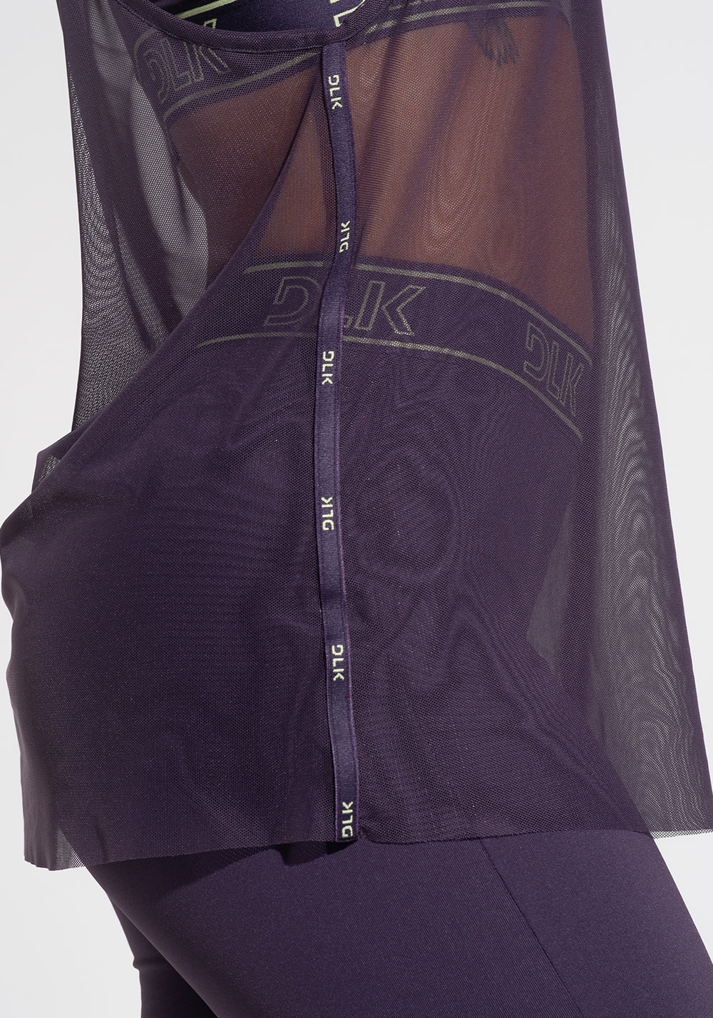 Camiseta Fitness Feminina De Tule Com Elástico Nas Laterais Activity Dlk Roxo
