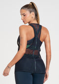 Camiseta Fitness Feminina Nadador De Tule Com Elástico Activity Dlk Azul Marinho