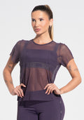 Blusa Baby Look Feminina De Tule Com Elástico Nas Laterais Activity Dlk Roxo