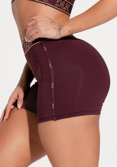 Short Fitness Feminino Com Elásticos No Cós E Na Lateral Activity Dlk Vinho