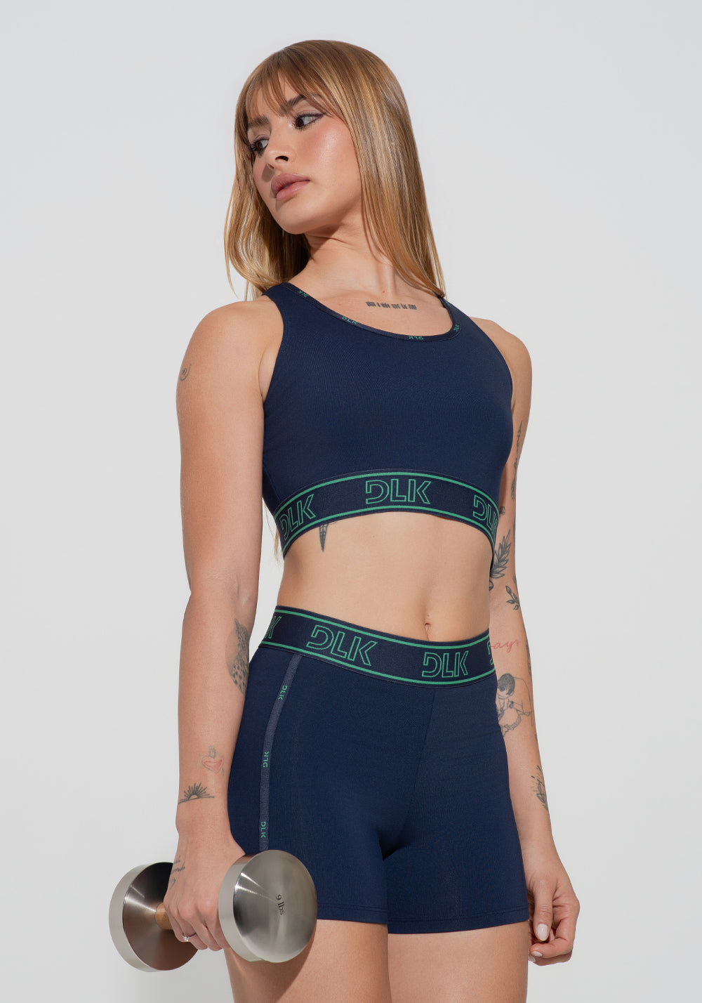 Short Fitness Feminino Com Elásticos No Cós E Na Lateral Activity Dlk Azul Marinho