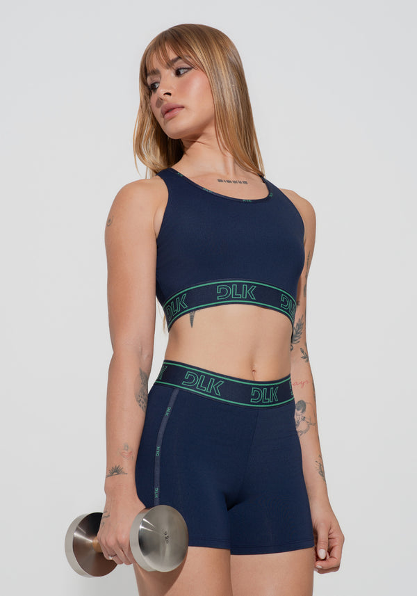 Short Fitness Feminino Com Elásticos No Cós E Na Lateral Activity Dlk Azul Marinho