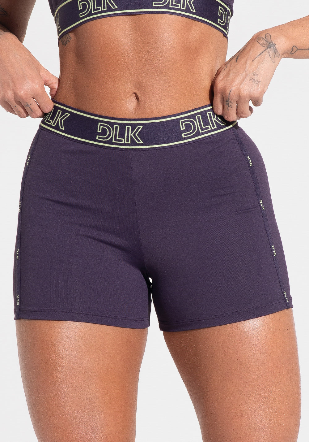 Short Fitness Feminino Com Elásticos No Cós E Na Lateral Activity Dlk Roxo