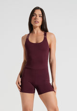 Macaquinho Fitness Feminino com Alças de Elástico e Tule Nas Costas Activity Dlk Vinho
