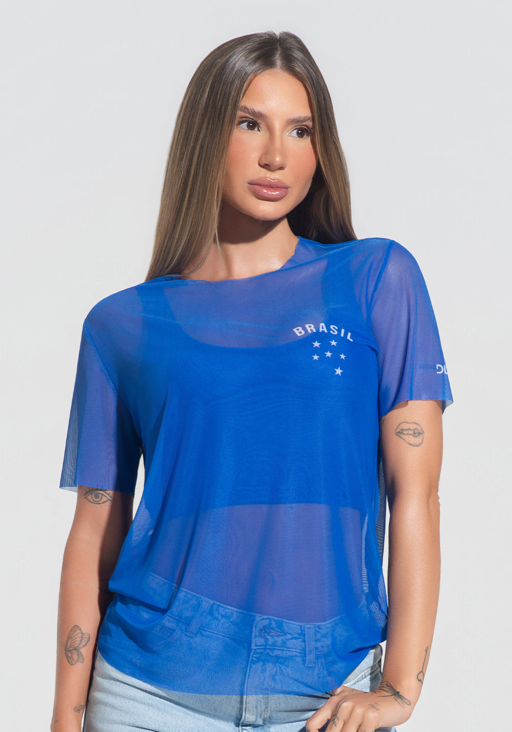 Blusa Feminina Tule Orgulho Nacional Dlk Azul