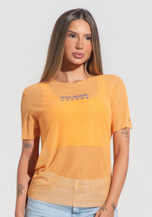Blusa Feminina Tule Soul Brasil Dlk Amarelo