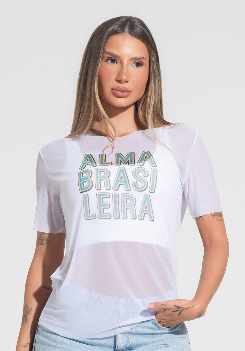 Blusa Feminina Tule Alma Brasileira Dlk Branco
