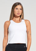 Camiseta Fitness Feminina com Alças Cruzadas Branco Básica Dlk