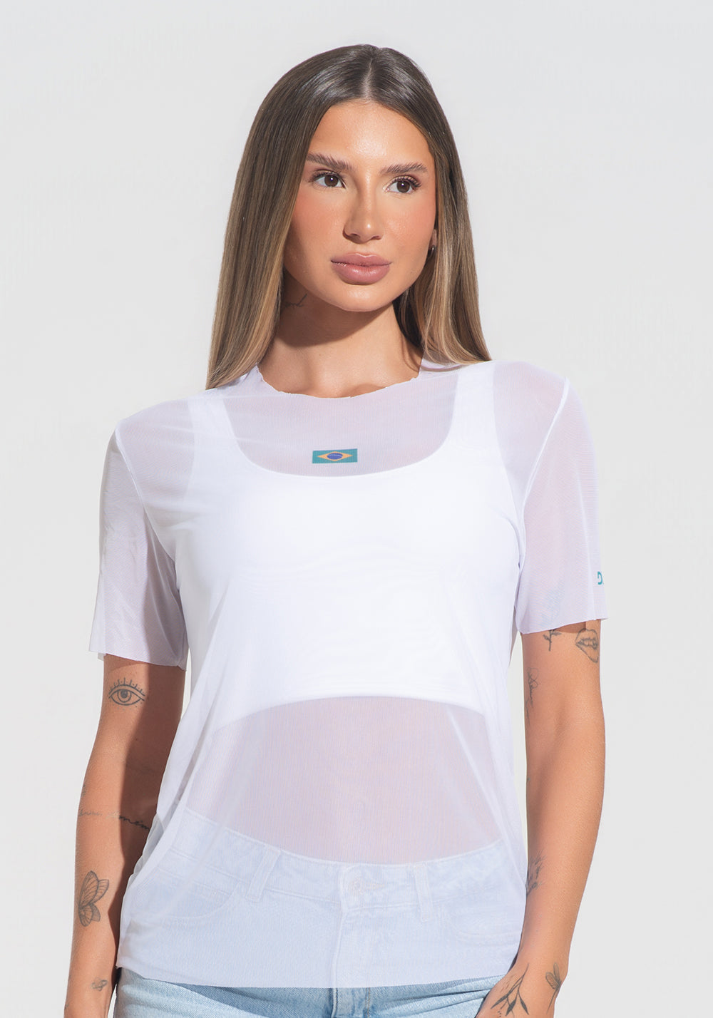 Blusa Feminina Tule Nação Brasileira Dlk Branco