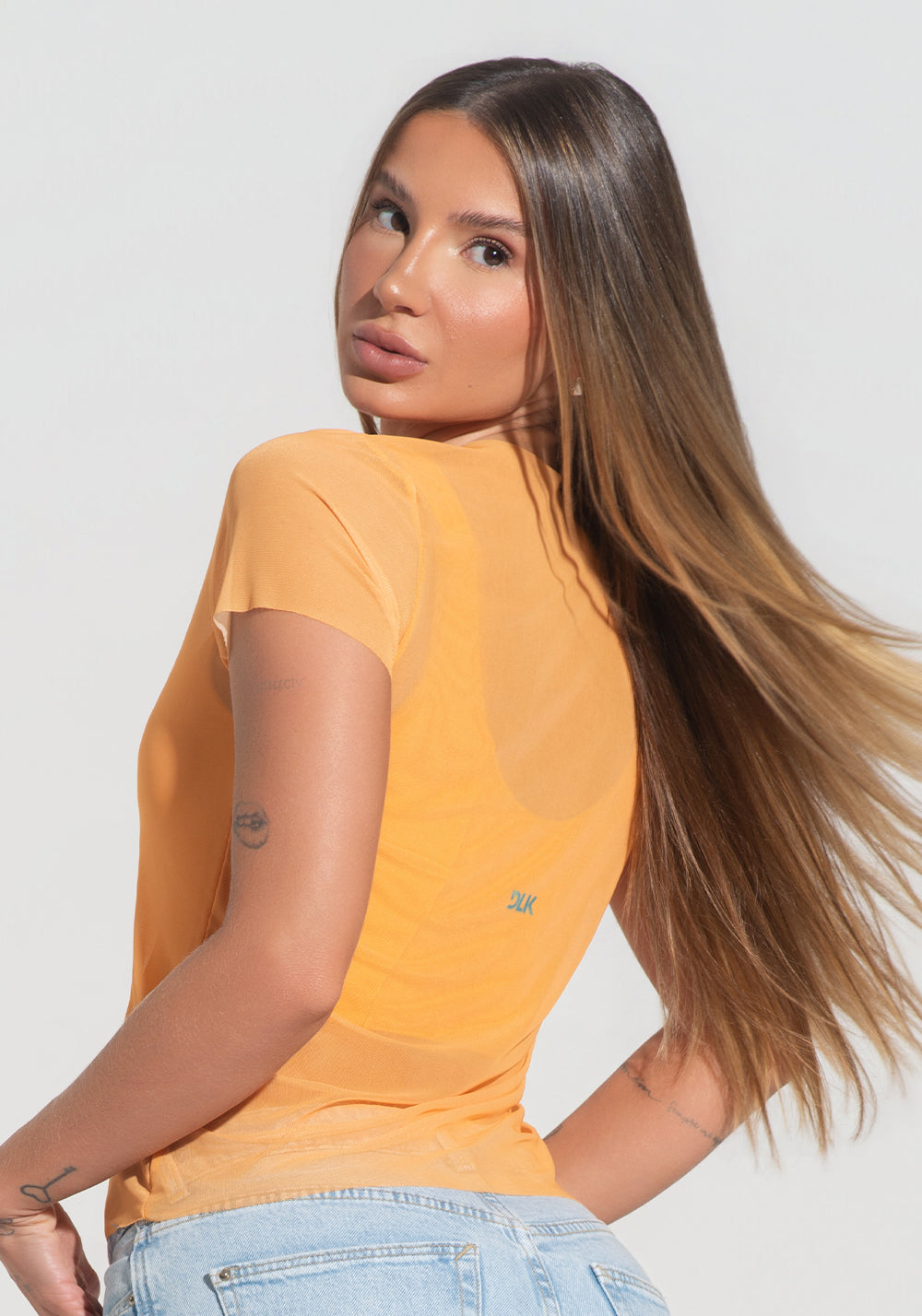 Blusa Baby Look Feminina Tule Brasil Radiante Dlk Amarelo