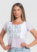 Blusa Baby Look Feminina Tule Alma Brasileira Dlk Branco