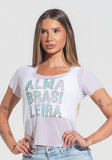 Blusa Baby Look Feminina Tule Alma Brasileira Dlk Branco