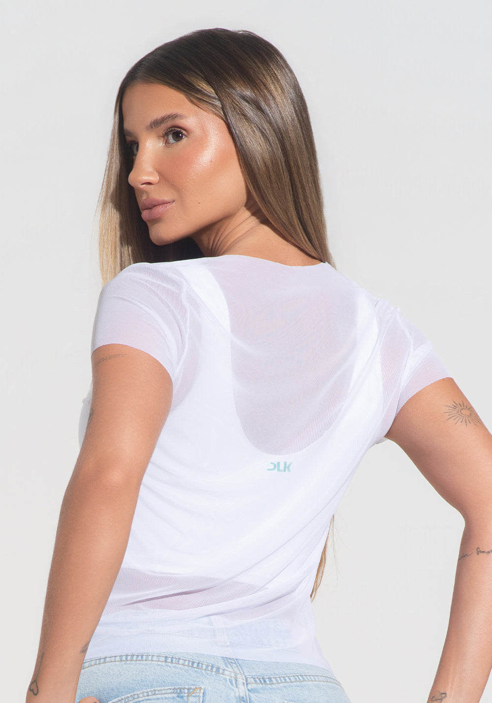 Blusa Baby Look Feminina Tule Alma Brasileira Dlk Branco