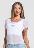 Blusa Baby Look Feminina Tule Nação Brasileira Dlk Branco