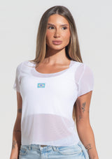 Blusa Baby Look Feminina Tule Nação Brasileira Dlk Branco