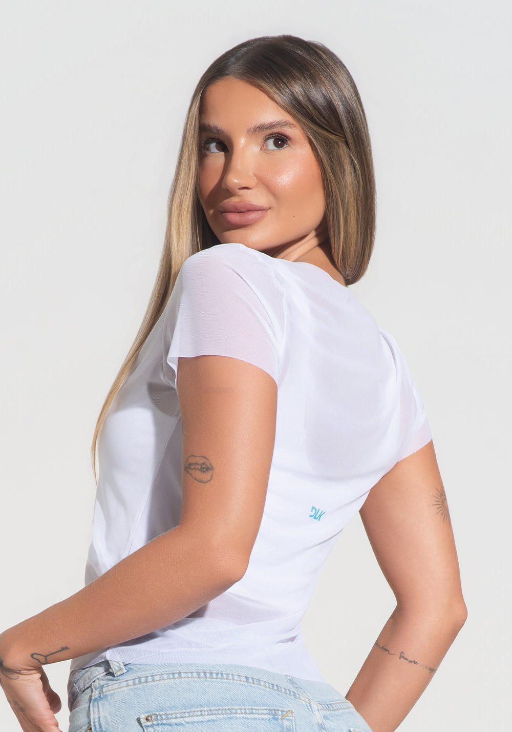Blusa Baby Look Feminina Tule Nação Brasileira Dlk Branco