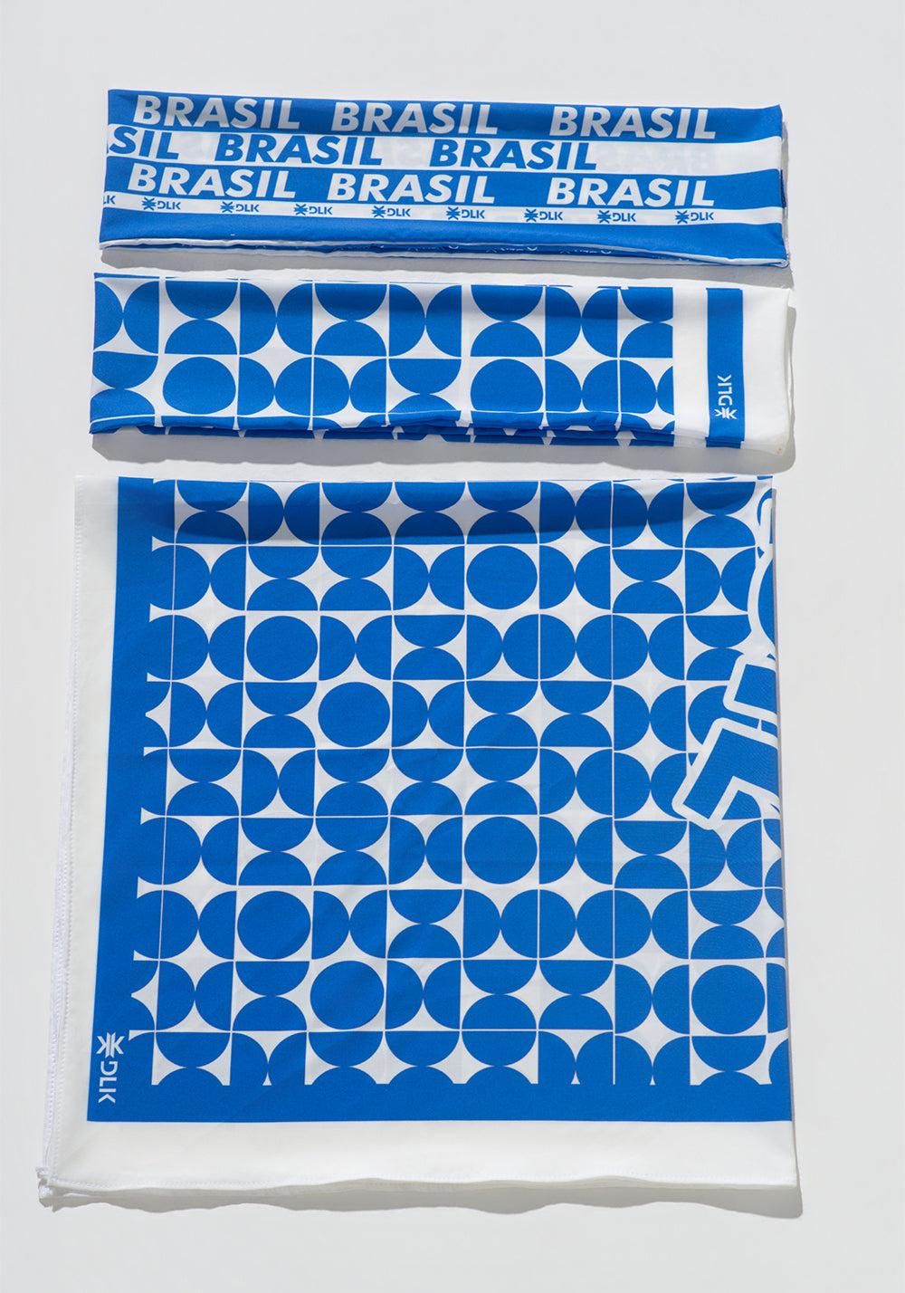 Kit Lenços Estampados Brasil Azul E Branco Dlk